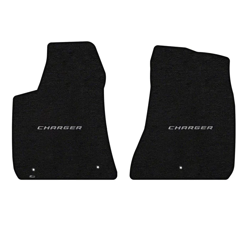 Place Order Lloyd Velourtex Front Floor Mats with Silver Charger Logo; Black