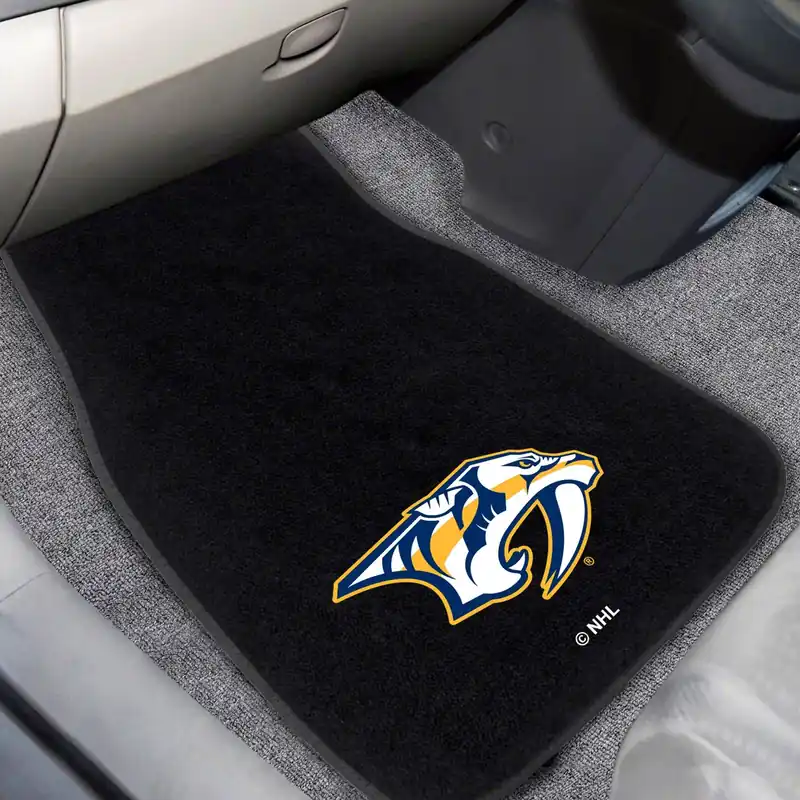 Place Order Embroidered Front Floor Mats with Nashville Predators Logo; Black