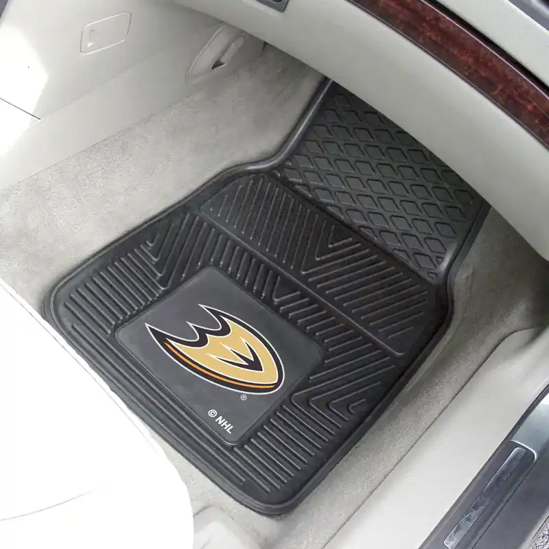 Express Delivery Vinyl Front Floor Mats with Anaheim Ducks Logo; Black