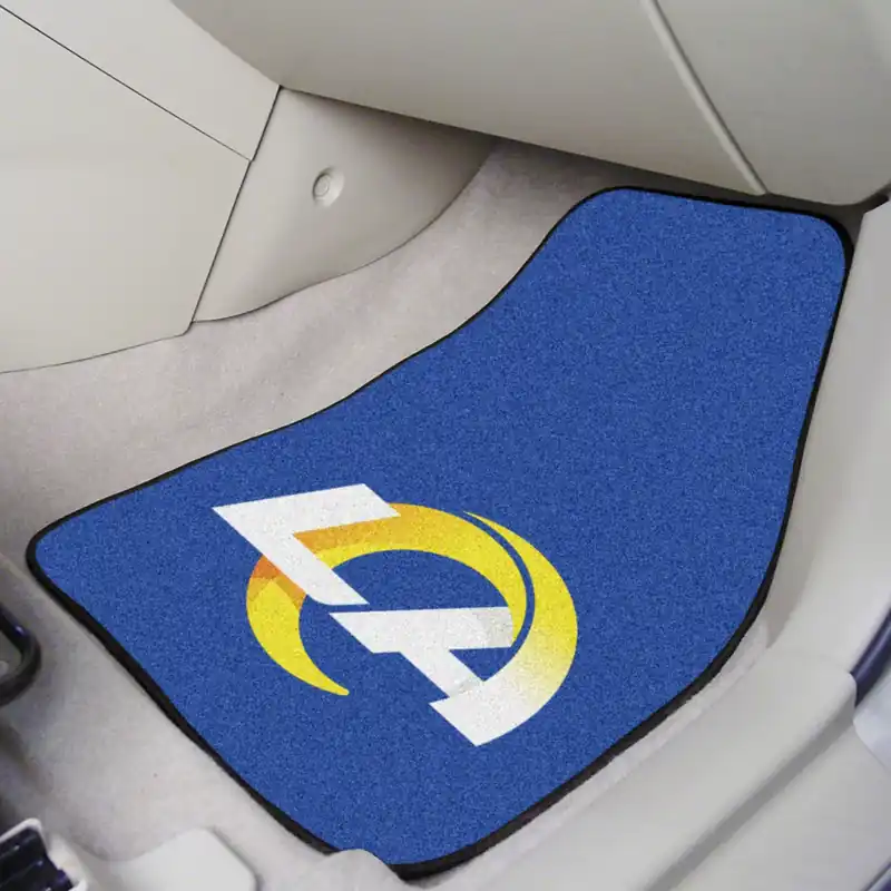 Carpet Front Floor Mats with Los Angeles Rams Logo; Navy Popular