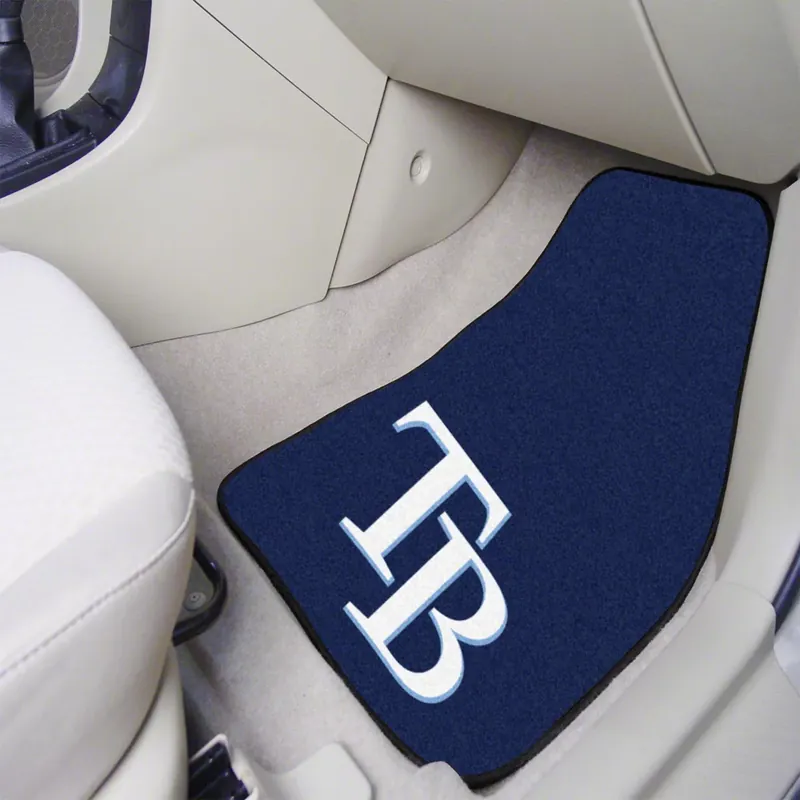 Trusted Brand Carpet Front Floor Mats with Tampa Bay Rays Logo; Navy