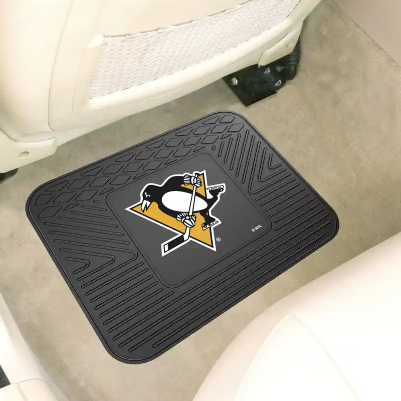Premium Utility Mat with Pittsburgh Penguins Logo; Black