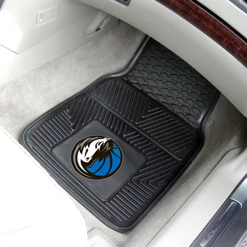 Vinyl Front Floor Mats with Dallas Mavericks Logo; Black Super Sale