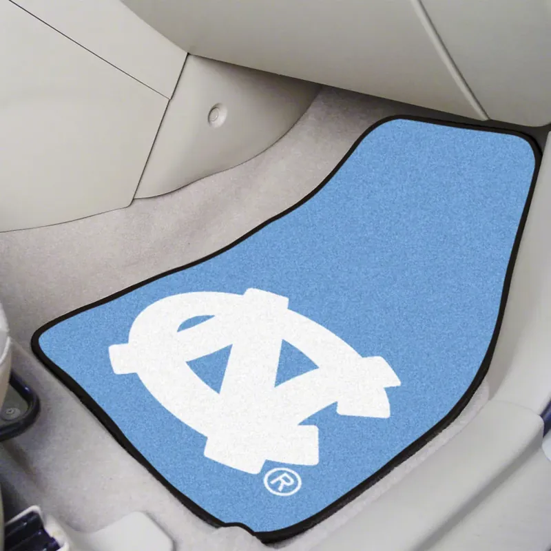Factory Price Carpet Front Floor Mats with University of North Carolina Logo; Blue