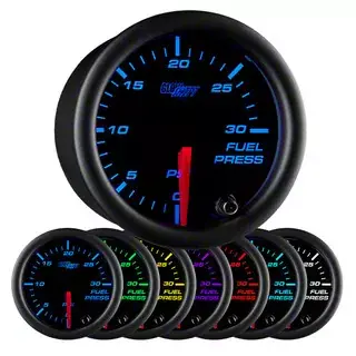 Hot Picks 30 PSI Fuel Pressure Gauge; Black 7 Color