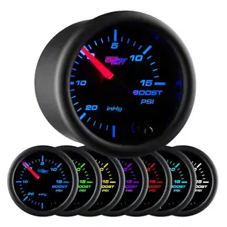 15 PSI Boost/Vacuum Gauge; Black 7 Color New Arrival