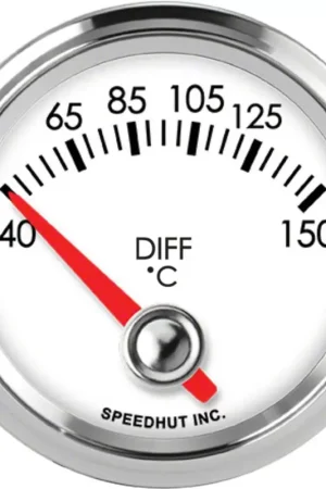 Budget Speedhut Legacy Series 2-1/16-Inch Differential Temperature Gauge; 90-Degree Sweep; 40-150 Degrees Celcius