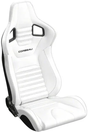 Corbeau Sportline RRS Reclining Seats; White Vinyl/Black Stitch; Pair Authentic