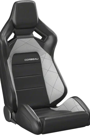 Low Price Corbeau Sportline RRX Reclining Seats; Black Vinyl/Gray HD Vinyl; Pair