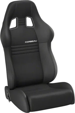 Corbeau A4 Racing Seats with Shaved Base; Black Cloth; Pair Discount