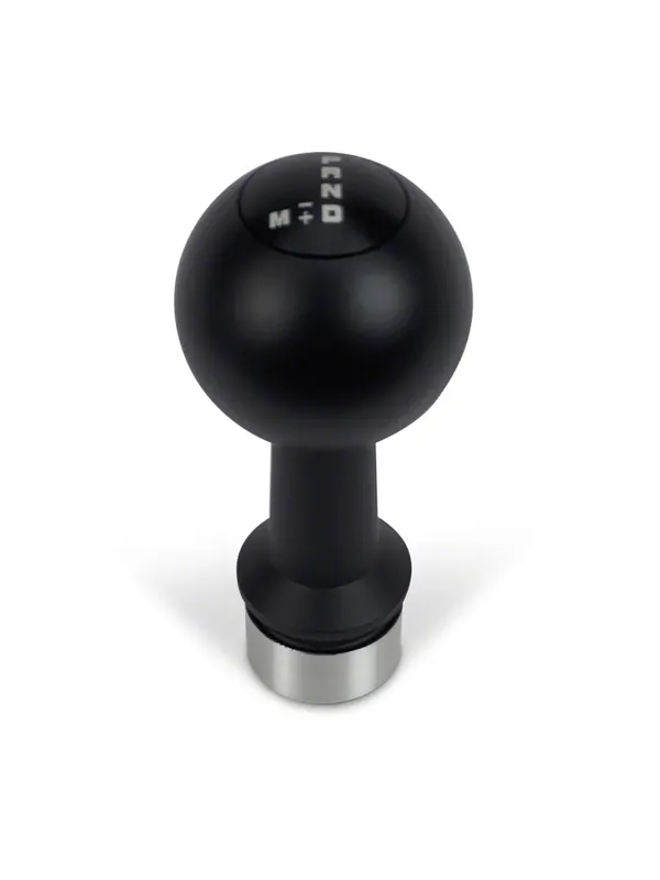 Shop Now Barton Automatic Shift Knob with Black Adapter and Shift Pattern Engraving; Black Cap; Black Ball