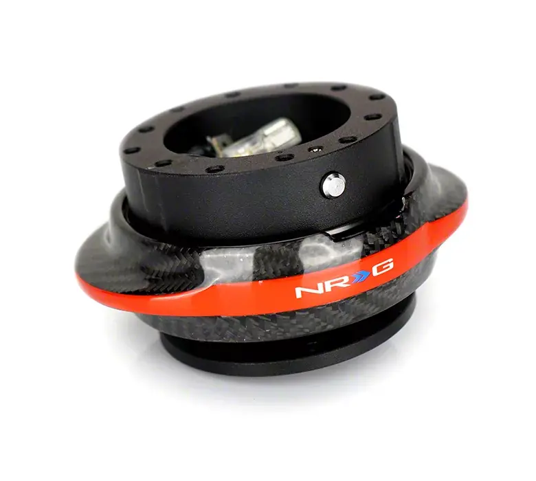 Worldwide Shipping NRG Innovations Thin Steering Wheel Hub Quick Release; Black and Carbon Fiber