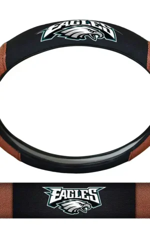 Best Price Grip Steering Wheel Cover with Philadelphia Eagles Logo; Tan and Black