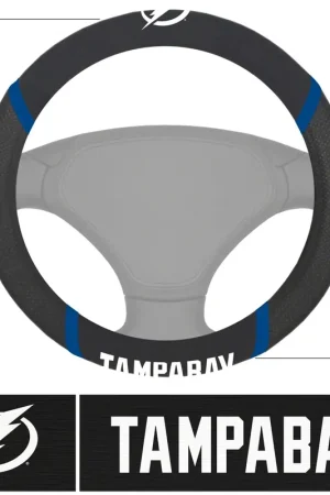 Steering Wheel Cover with Tampa Bay Lightning Logo; Black Bargain