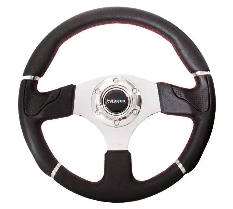 NRG Innovations Evo Style 350mm Steering Wheel; Black Leather Genuine