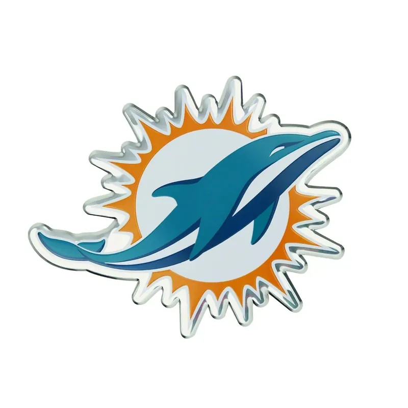 Trusted Brand Miami Dolphins Embossed Emblem; Aqua