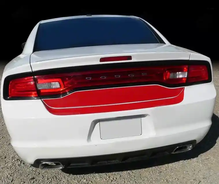 Trunk Deck and Rear Blackout Stripes; Gloss Red Express Delivery