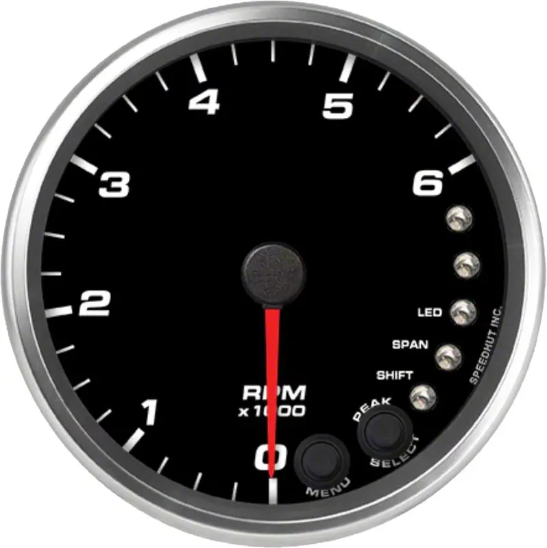 Professional Grade Speedhut Revolution Series 3-3/8-Inch Diesel Tachometer with Shift Light; 6,000 RPM