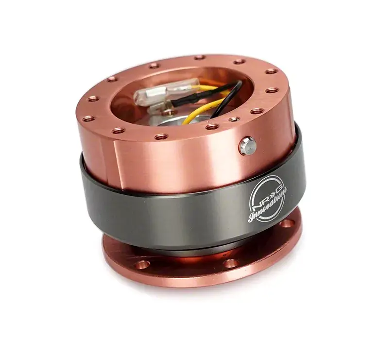 NRG Innovations 2.0 Steering Wheel Hub Quick Release; Red with Titanium Ring Latest