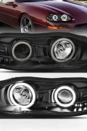 ANZO 1998-2002 Chevrolet Camaro Projector Headlights w/ Halo Black — PMD Premier Motoring Development Exclusive