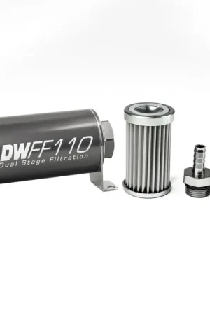 DeatschWerks Stainless Steel 3/8in 5 Micron Universal Inline Fuel Filt — PMD Premier Motoring Development Get Yours
