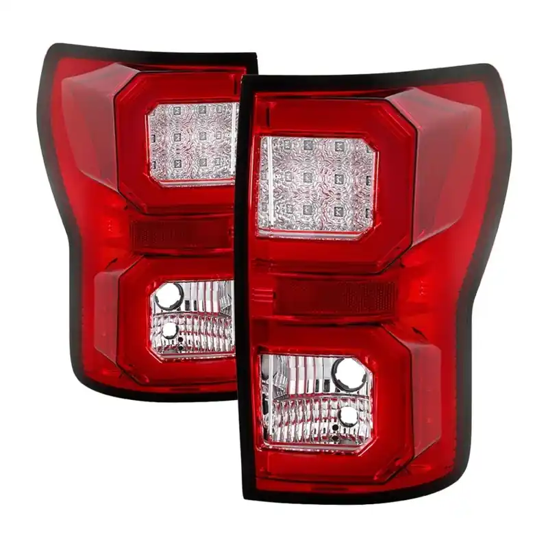 Spyder 07-13 Toyota Tundra V2 Light Bar LED Tail Lights - Red Clear AL — PMD Premier Motoring Development Certified