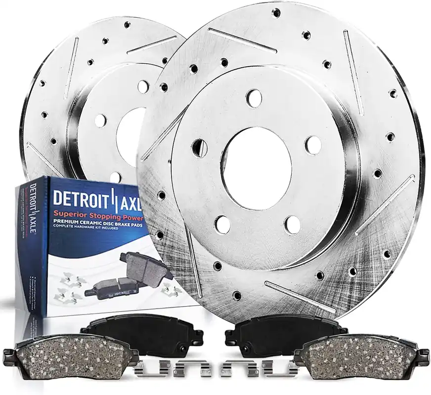 4pc Rear Drilled Slotted Rotors and Ceramic Brake Pads Kit Modern