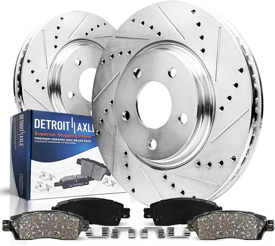 4pc Front Drilled Slotted Rotors and Ceramic Brake Pads Kit Last Chance