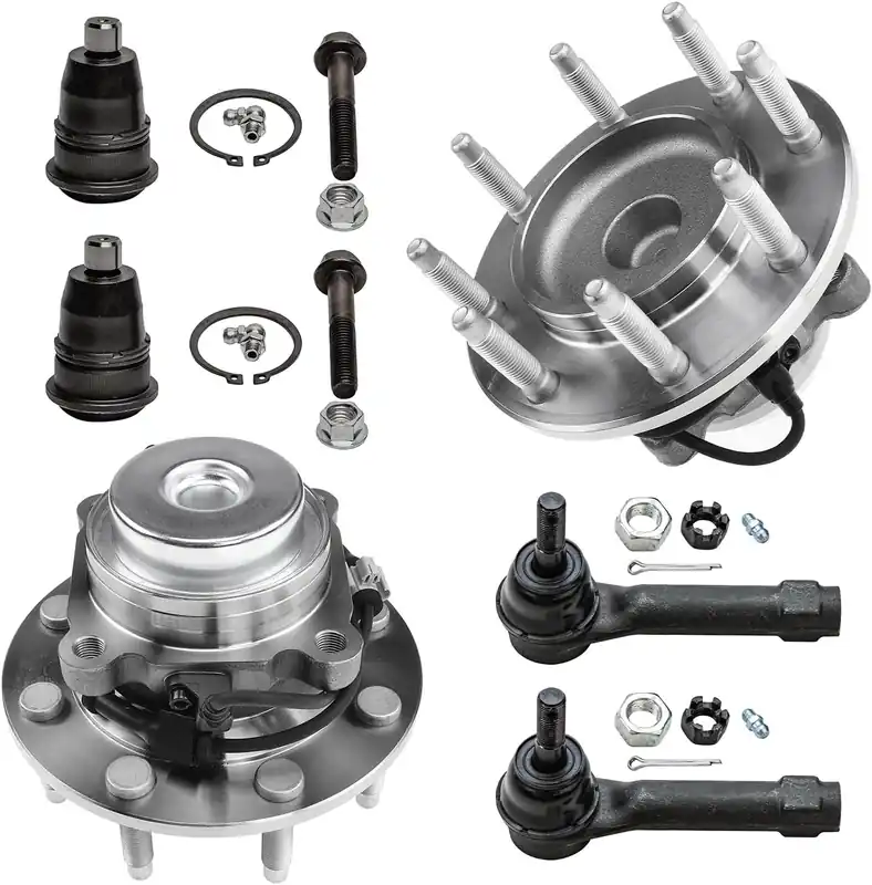 6pc Front Wheel Hub and Bearings Outer Tie Rods Upper Ball Joints Suspension Kit Affordable