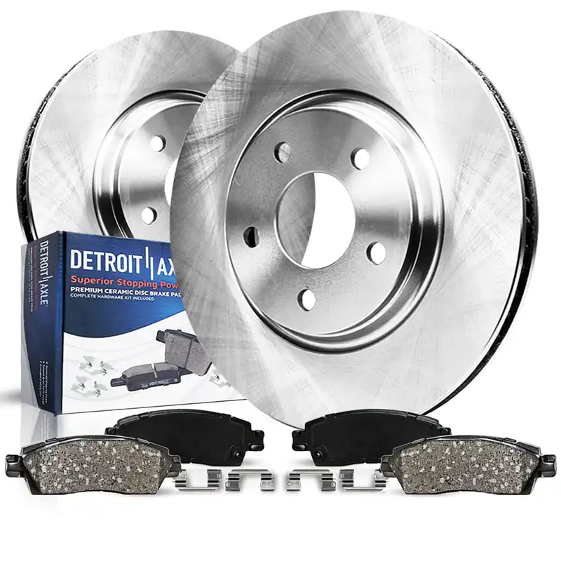 4pc Front Disc Rotors and Ceramic Brake Pads Kit Editor’s Pick