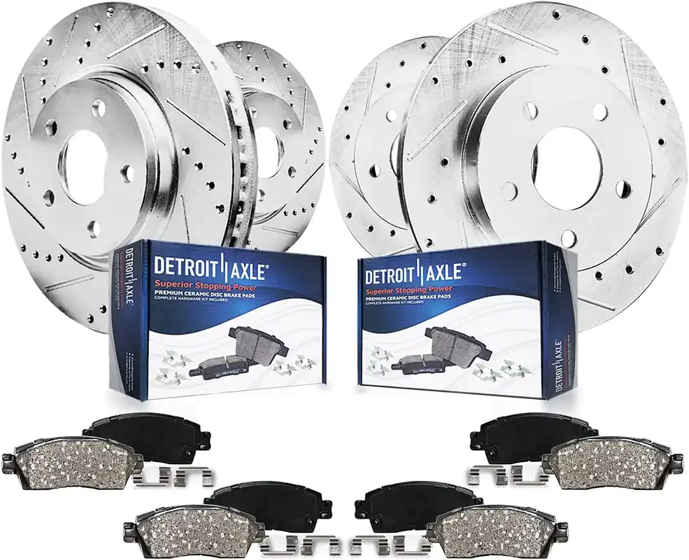 8pc Front & Rear Drilled Slotted Rotors and Ceramic Brake Pads Kit Place Order