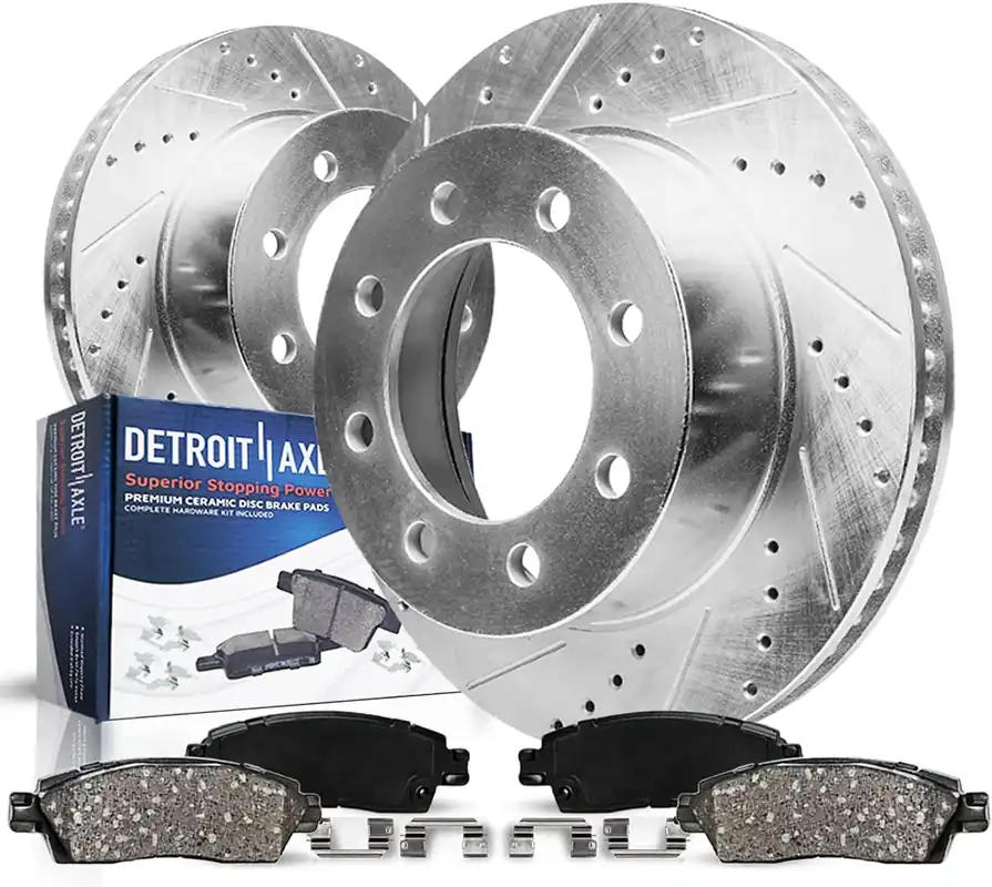 Hot Picks 4pc Rear Drilled Slotted Rotors and Ceramic Brake Pads Kit