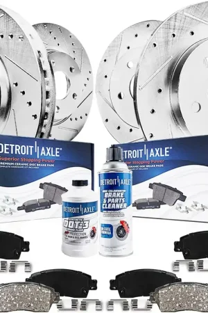 10pc Front & Rear Drilled Slotted Rotors and Ceramic Brake Pads Kit Modern