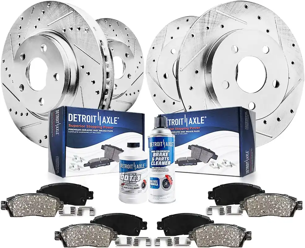 10pc Front & Rear Drilled Slotted Rotors and Ceramic Brake Pads Kit Modern