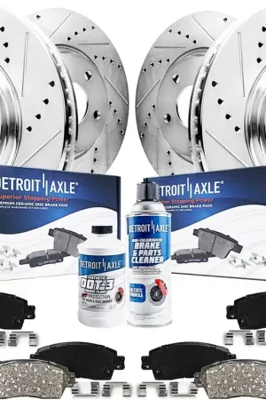 10pc Front & Rear Drilled Slotted Rotors and Ceramic Brake Pads Kit Fast Shipping