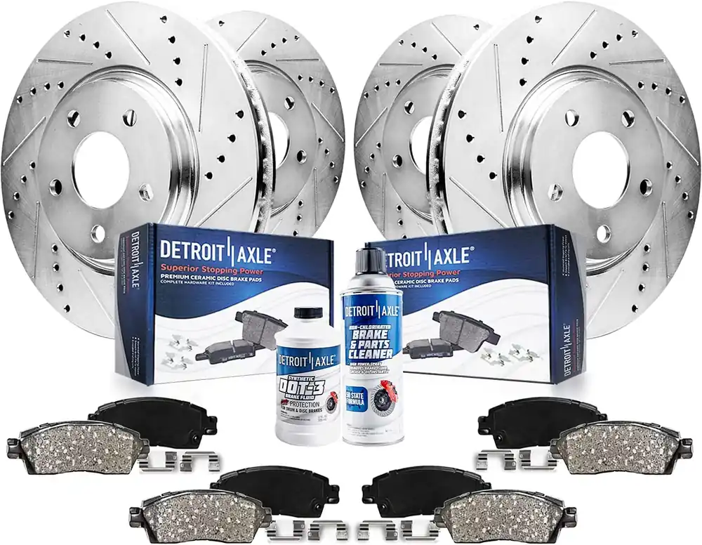 10pc Front & Rear Drilled Slotted Rotors and Ceramic Brake Pads Kit Fast Shipping