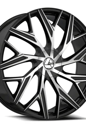 Azara AZA-527 Gloss Black and Machined Wheel; Rear Only; 22x9.5; 15mm Offset Budget