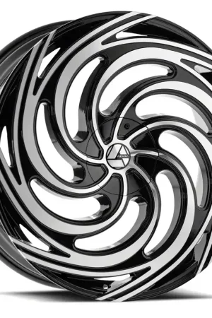 Azara AZA-519 Gloss Black and Machined Wheel; Rear Only; 26x9.5; 15mm Offset Professional Grade
