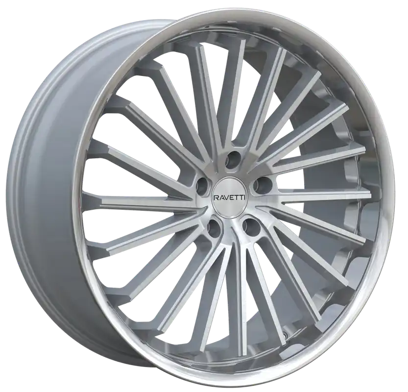 Super Sale Ravetti M14 Wheel 20x10 5x114.3 Silver Brushed w/ Stainless Lip 40mm - FREE T-SHIRT INCLUDED!