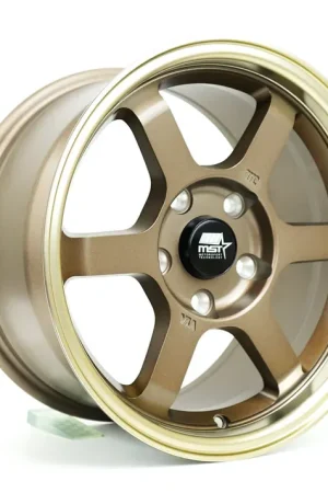 Mst Time Attack Wheel 17x9 5x114.3 Matte Bronze w/Bronze Machined Lip 20mm Bulk Order