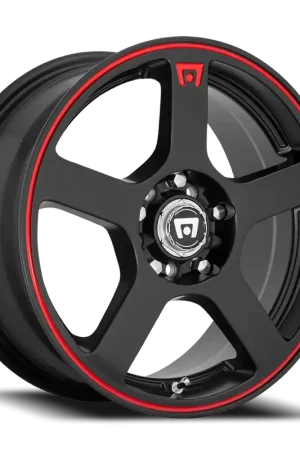 Reduced Price Motegi Mr116 Fs5 Wheel 17x7 5x112 & 5x114.3 Matte Black w/ Red Racing Stripe 40mm