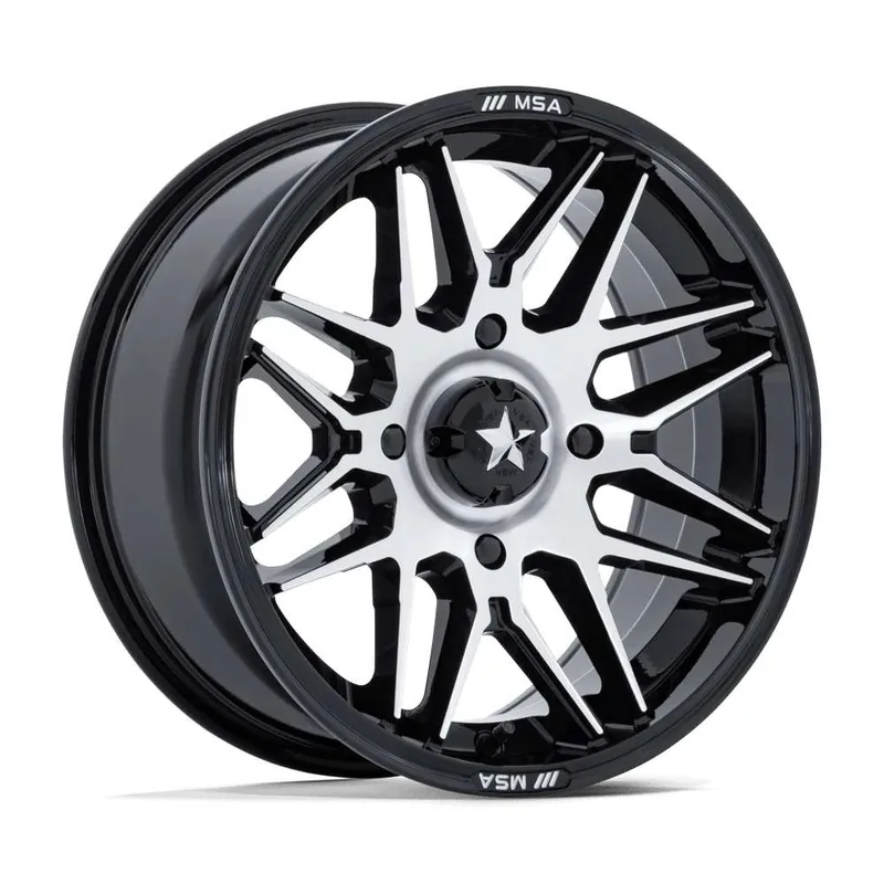 Msa Offroad M52 Radar Atv Utv Wheel 16x7 4x110 Gloss Black w/ Machined Face 10mm MA052BD16704010 - FREE T-SHIRT INCLUDED! Low Price