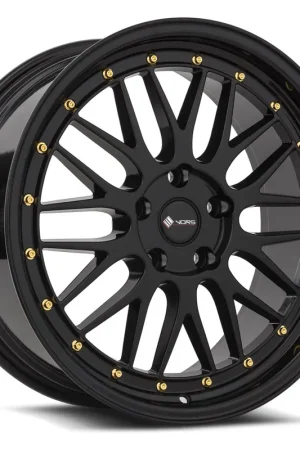Vors Vr8 Wheel 20x8.5 5x112 Black w/ Gold Rivets 35mm Seasonal Sale