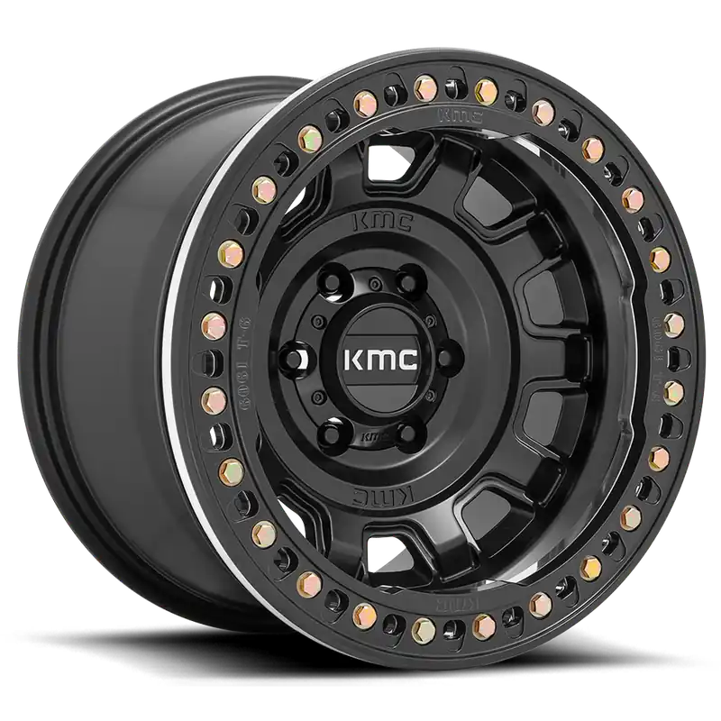 Same Day Shipping Kmc Km236 Tank Beadlock Wheel 17x9 6x139.7 Satin Black -38mm - FREE T-SHIRT INCLUDED!
