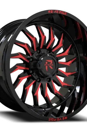 Revenge Rv204 Wheel 20x10 8x180 Black Milled w/ Red Tint -19mm - FREE T-SHIRT INCLUDED! Affordable