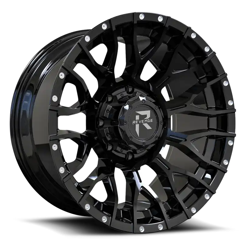 Revenge Rv201 Wheel 22x12 6x135 & 6x139.7 Satin Black w/ Milled Lip -44mm - FREE T-SHIRT INCLUDED! Worldwide Shipping
