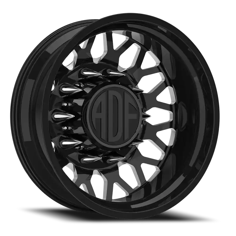 Special Discount Adf Hot Shot Dually Wheel 24x8.25 8x165.1 Gloss Black/Machined -167mm - MINIMUM PURCHASE OF 4 - FREE T-SHIRT INCLUDED!