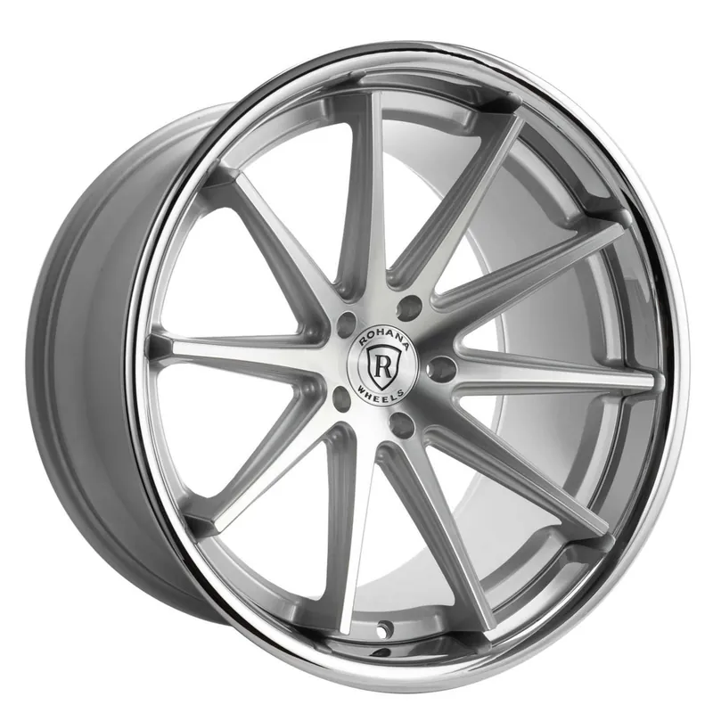 Deal Rohana Rfc10 Wheel 20x10 5x112 Machine Silver w/ Chrome Lip 45mm - FREE T-SHIRT INCLUDED!