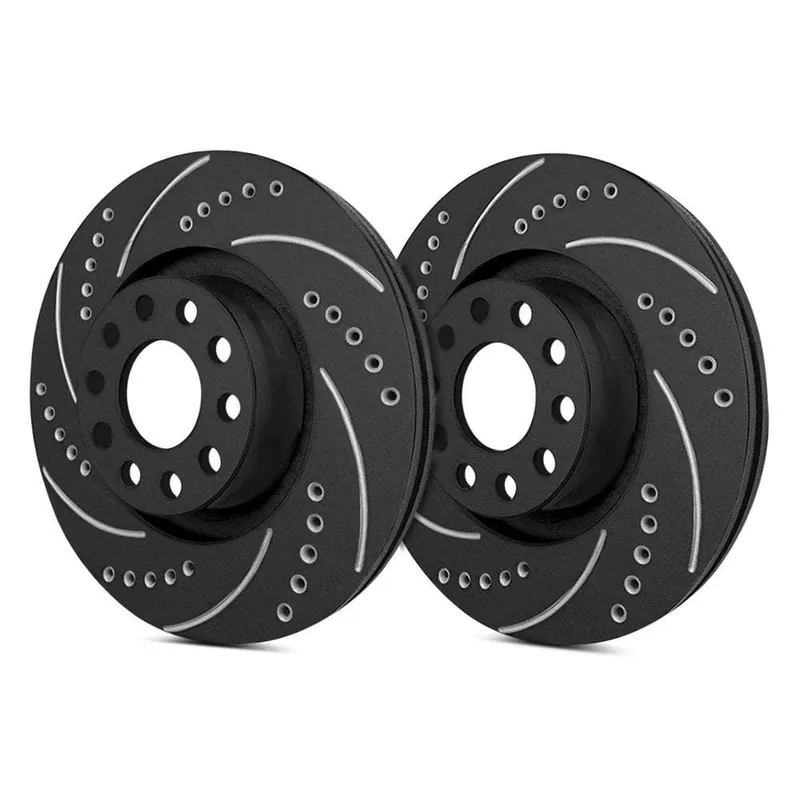 SP Performance Rear Vented 8 Lug Cross Drilled & Slotted Black ZRC Brake Rotors PLA F55-057-BP Holiday Sale