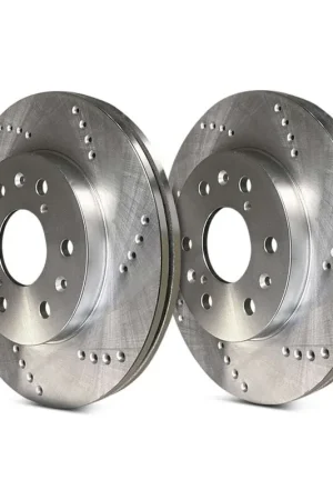 Best Choice SP Performance Front Vented 6 Lug Cross Drilled Silver ZRC Brake Rotors PLA C32-2130-P